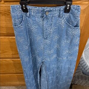 House of Harlow 1960 Light Blue Embroidered Skirt